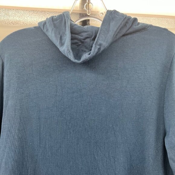 Chico's Cowl Neck Pullover Top Long Sleeve Blue Size Small Pockets - Picture 6 of 9